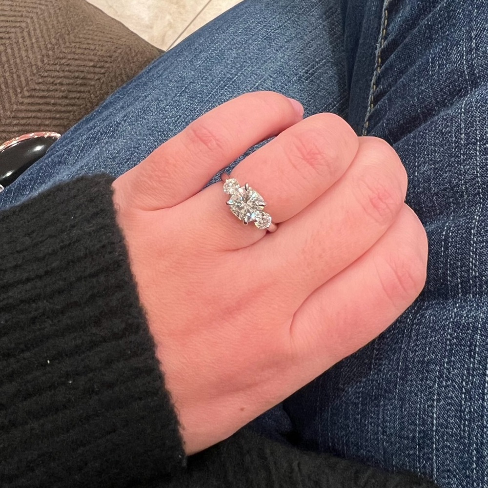 2.5 carat Diamond and Moissanite Engagement Ring set in 14K white gold, size 6